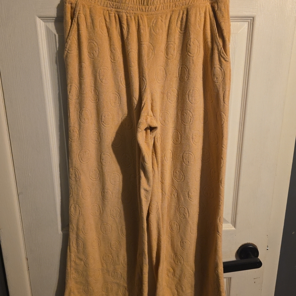 Aerie Offline Summer Lights Happy Face Terry Wide Leg Pant Women's Size Medium